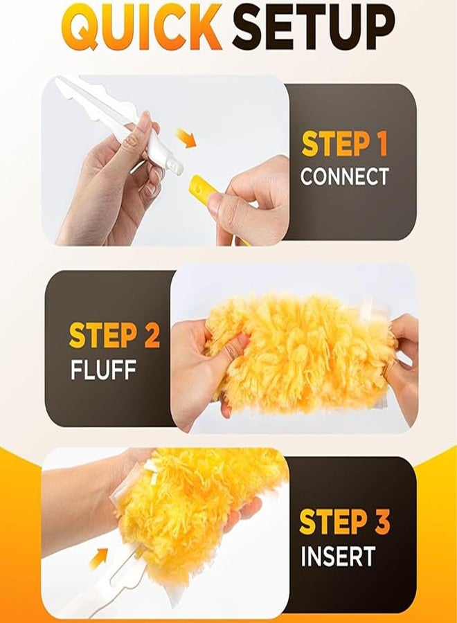 MAXOSHINE Microfiber Feather Duster for Home Cleaning with 5 Refills-Multipurpose Dusting Brush with Bendable Head Ideal for Cleaning AC Vents Car Blinds Furniture Hard-to-Reach Gaps (Yellow, Short Handle) - Image 4
